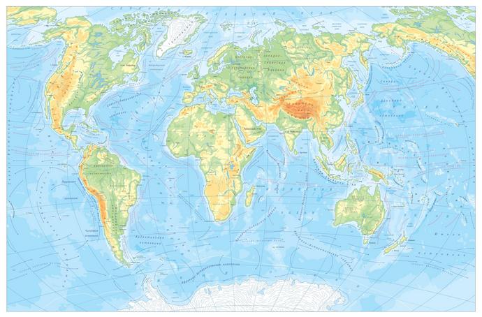 Комплект физических карт мира на 2024 год
